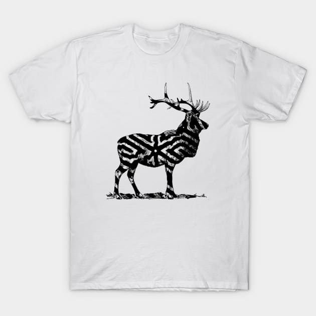 Elk Illusion T-Shirt by i2studio